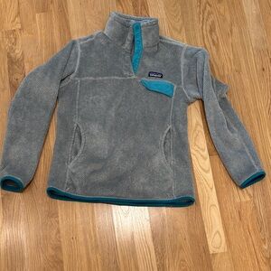 Patagonia Gray Pullover with Blue Trim